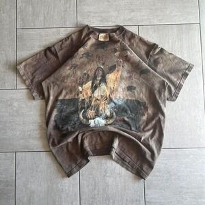The Mountain Native American Buffalo Graphic Tie Dye T-Shirt Brown XL